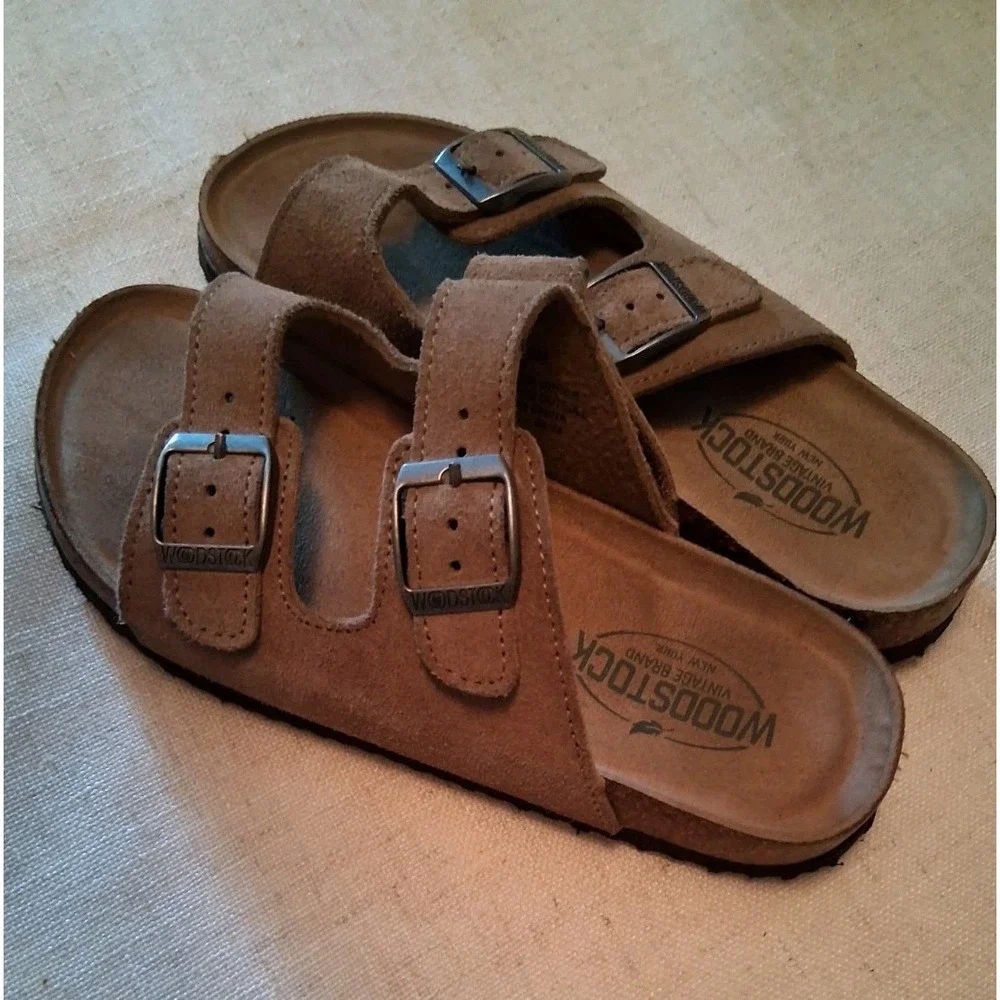 Woodstock Vintage Brand New York Brown‎ Upper Leather Slide Sandals Boys Size 2M